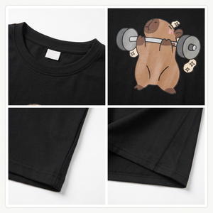Camiseta Gráfica de Capibara de Dibujos Animados para Mujer, Talla Grande, Ajuste Holgado, 100% Algodón Jersey, Ecológica, Transpirable, hasta la Talla 6XL - Product Image 4