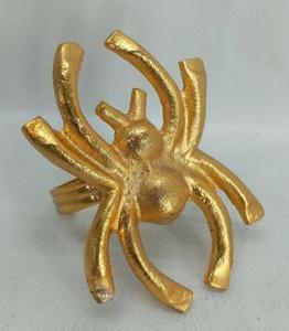 Anneaux de serviette en métal design cactus polis or faits à la main décorations moulées en aluminium pour les occasions de mariage - Product Image 2