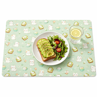 Tapis de déjeuner scolaire mignon violet pour filles, set de table rectangulaire en tissu lavable pour enfants avec imprimé dessert Kawaii