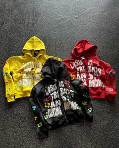 Sudadera con capucha con cremallera y apliques desgastados personalizados de alta calidad Vintage Sun Faded Heavyweight 600gsm Stone Acid Washed - Product Image 3