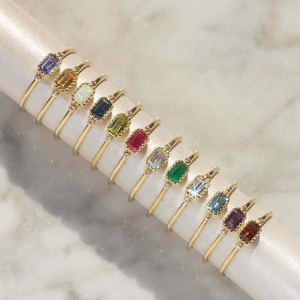 Bague en argent 925 Baguette Améthyste Gemstone pour femmes-Bagues de déclaration en gros-Bague plaquée or empilable - Product Image 2