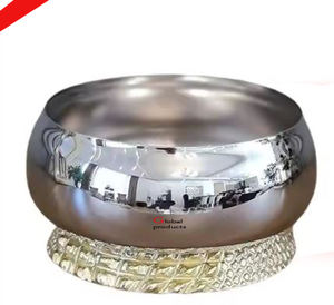 Tazón para servir comida de forma redonda de metal con acabado dorado de gran calidad con diseño de flores para restaurante de hotel - Product Image 4