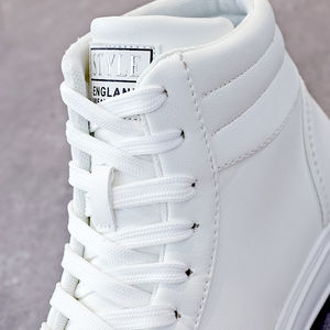 남성과 여성을위한 사용자 정의 로고 올 화이트 하이탑 스케이터 스니커즈 PU 가죽 캐주얼 신발 - Product Image 3
