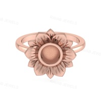 925 Sterling Silber 5mm Lünette Blank Ring Lotus Flower Design 18 Karat vergoldete Asche Harz Arbeit Muttermilch DIY Andenken Trendy