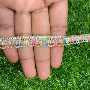 100% Polyester Vàng Bạc Zari Ren 13Mm Crochet Trim Palmate Thiết Kế Dân tộc Mặc Thủ Công Mỹ Nghệ Cho Thời Trang Lưới Thêu Trang Trí - Product Image 2