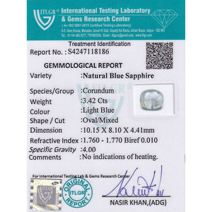 บลูแซฟไฟร์ 3.42 กะรัต พลอยธรรมชาติทรงรีเจียระไน โอปอล ออนิกซ์ อะความารีน หยก พลอยรูปทรงลูกแพร์ สูง 8 มม. - Product Image 4