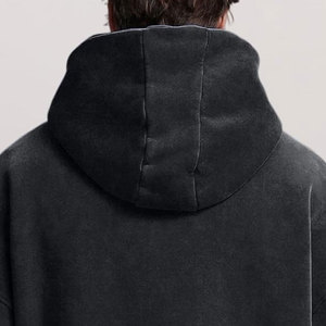 Algodón 450Gsm Cropped Acid Wash Hoodie Hombres Streetwear Heavyweight Hoodie Fabricantes Oversized Puff Printing Zip up Hoodie - Product Image 6