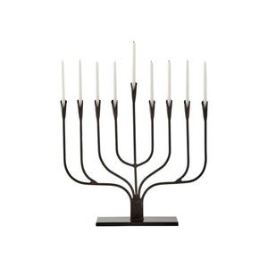 Chandelier Menorah à 9 branches en aluminium de luxe plaqué nickel pour les fêtes, design classique traditionnel, décoration d'intérieur - Product Image 3