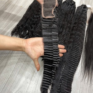 Extensiones de Cabello Humano con Cierre de Encaje 2x6, Encaje HD, Color Negro Natural, Cabello Vietnamita con Trama, Listo para Enviar - Product Image 4
