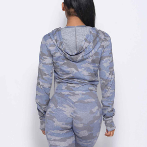 Sudadera con capucha de algodón medio abierta para mujer, Jersey usado de 2 piezas de algodón de manga larga para invierno y Otoño con logotipo personalizado al por mayor - Product Image 4