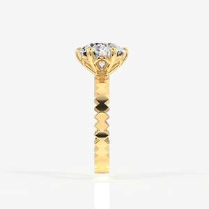 9K Gold Moissanite Diamond Engagement <b>Ring</b> Portuguese Cut Elegant and Luxurious - Product Image 3