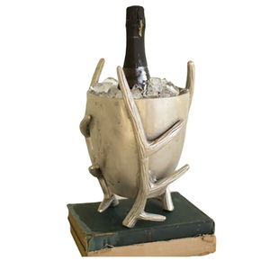 Metal Casting <b>Champagne</b> Wine <b>Bucket</b> with Antler Head Handle High Quality Tall Design Wine Cooler for Pool Party - Product Image 3