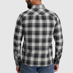 Chemise Homme Printemps en Flanelle de Haute Qualité, Unie, Manches Longues, Respirante, 100% Coton, Noire, Boutonnée, Écologique, Infroissable - Product Image 3