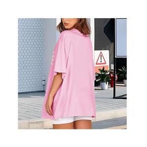 Nueva Llegada, Servicio OEM, Camiseta Casual para Mujer, 100% Algodón, Estampado Digital, Talla Grande, Media Manga, Hombros Caídos - Product Image 3