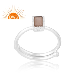 แหวนพลอยอัญมณีรูปพระจันทร์และช็อคโกแลตธรรมชาติทำจากเงินแท้ของ925เครื่องประดับตามสั่งสำหรับเป็นของขวัญสำหรับผู้หญิง - Product Image 1