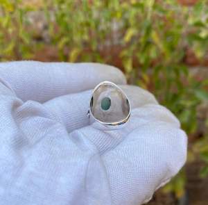 Anillo Clásico Hecho a Mano de Plata de Ley 925 con Piedra Preciosa de Larimar Natural, Engaste de Bisel, Corte Ovalado, Diamante, Regalo de Aniversario, Boda, Fiesta - Product Image 3