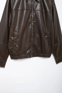 Nouvelle veste de pilote à manches longues et revers lâche de couleur unie pour femmes en imitation cuir - Product Image 3