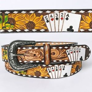 Fabriqué à la main Vintage Western Cowboy ceinture en cuir pleine fleur rétro alliage boucle ardillon longueur personnalisée décontracté vêtements de cérémonie pour hommes - Product Image 1