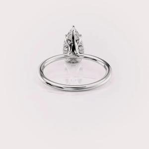 IGI Certified Pear Cut Lab Grown Diamond Hidden Halo Engagement & Wedding <b>Ring</b> in 14K Rose / White & Yellow Gold - Product Image 2