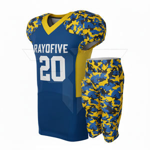 Ensemble d'uniformes de football américain pour adultes avec logo personnalisé, confectionné avec des matériaux de haute qualité, respirant, à séchage rapide, manches courtes, 100% polyester - Product Image 3