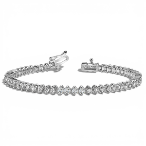 Bracelet tennis en platine à deux griffes - Product Image 1