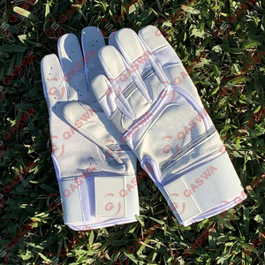 Gants de frappe de baseball en cuir de vachette à manchette longue de couleur blanche personnalisés au design unique - Product Image 2