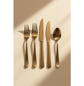 Ensemble de couverts de luxe en acier inoxydable plaqué or finition argentée pour maisons et mariages élégants - Product Image 2