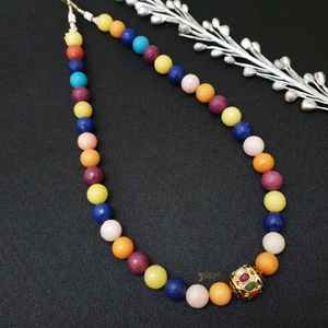 Collier de perles multicolores avec laiton plaqué or Alliage de cuivre Style bohème Meenakari Religieux Tendance pour les occasions de cadeaux de fête - Product Image 4
