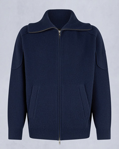 Customise OEM ODM Men's Navy Blue <b>Zip</b>-<b>Up</b> Knitted Wool Jacket Stand Collar Regular Fit Casual Winter Wear Manufacturer USA Sizes - Product Image 1