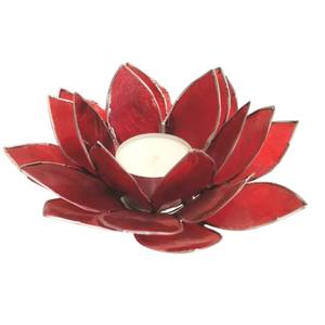 Portavelas de Flor de Loto Hecho a Mano con Concha de Capiz Naranja, Portavelas Decorativo Floral de Nácar Natural para el Hogar - Product Image 2