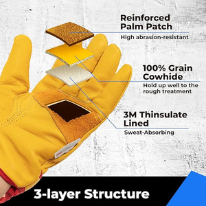 Guantes de Trabajo Resistentes de Cuero Dividido OEM, Guantes de Seguridad de Doble Palma para Uso Industrial, Resistentes al Fuego y a los Cortes - Product Image 5