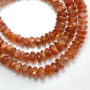 Pierre de soleil orange de qualité fine à facettes perles en forme de rondelle pierre précieuse naturelle en gros pour fournitures de bijoux - Product Image 3