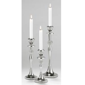 Bougeoir conique décoratif en métal pour la maison et le mariage Bougeoirs coniques de table plaqués argent perlés en cristal - Product Image 3