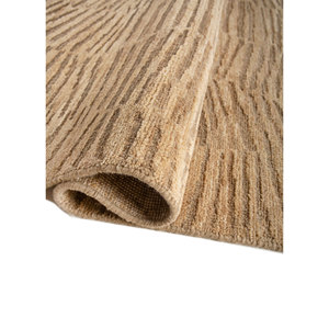 พรมขนสัตว์ถักมือสีเบจและสีน้ำตาลลายเอนโทรปี รุ่น AKWL-1485 ขนาดใหญ่ สำหรับตกแต่งห้องนั่งเล่น ลายเรขาคณิต รูปทรงสี่เหลี่ยมผืนผ้า เหมาะสำหรับห้องโถง - Product Image 2