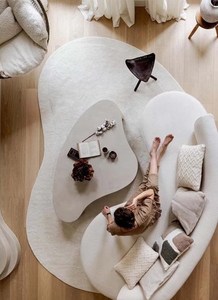 Alfombra de lana 100% con forma de riñón de frijol sólido, alfombra grande ovalada de alta calidad para el suelo del hogar para la sala de estar y el dormitorio - Product Image 2