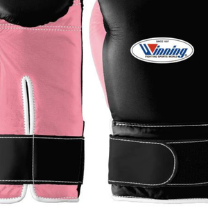 Gants de boxe professionnels en cuir noir et rose, avec fermeture velcro au poignet, pour l'entraînement et le sparring, pour hommes et femmes - Product Image 4