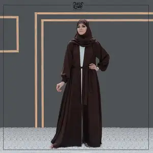 יקר ערבי חום קדמי פתוח abayas עם פאף שרוולי שיש מיוחד עיצובים וגדלים העבאיה שמלה מוסלמית נשים