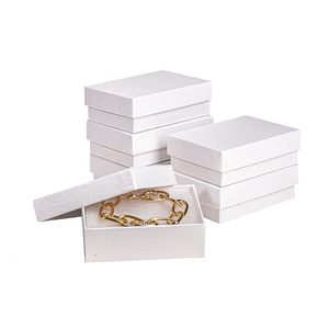 6 Pack Rectangular Hinged Cardboard Jewelry Gift <b>Boxes</b> 7.9x5.3x2.5cm Cotton Filled <b>Earrings</b> Bracelets Necklaces Rings - Product Image 1