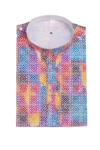Camisa Kurta con estampado geométrico azul para hombre, ropa étnica india tradicional para ocasiones festivas e informales, tela Premium suave 2025 - Product Image 6