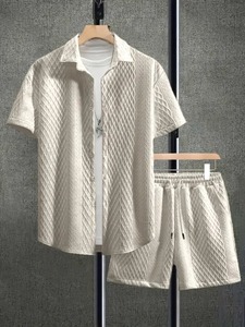 Crown Gate International CG-MF-512198 Conjunto de Camisa de Manga Corta para Hombre, Color Negro y Blanco, Estilo Casual de Verano, Cuello con Capucha, Poliéster - Product Image 5