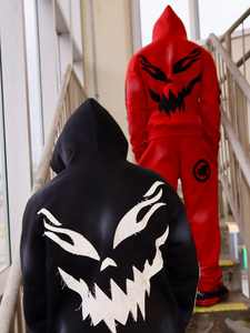 ชุดวอร์มกางเกงวอร์มขายาวและมีฮู้ดสำหรับผู้ชายชุดเสื้อผ้าแนวสตรีทผ้าปะติดแบบออกแบบได้ตามต้องการ - Product Image 3