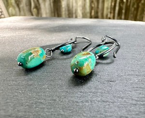 Pendientes de gota de turquesa Kingman genuinos en plata de ley 925, joyería Bohemia hecha a mano para mujer - Product Image 2