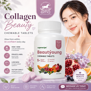 Comprimés à croquer Beauté & Vitalité au Collagène avec Vitamine C, Extrait de Pamplemousse et Extrait de Graine de Melon pour la Santé de la Peau - Product Image 1