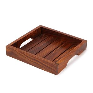 Proveedores al por mayor Bandeja de servicio de madera con asa y bandeja de servicio pulida natural para la venta por los exportadores indios - Product Image 1