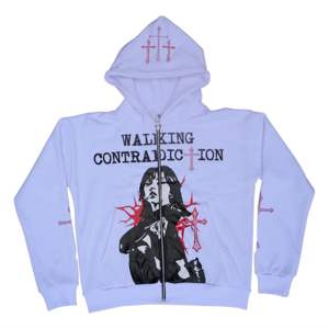 Sudadera con capucha ecológica para hombre con cremallera completa, sudaderas con capucha de lana de algodón con logotipo personalizado para hombre, ropa de calle sostenible, sudaderas blancas - Product Image 1