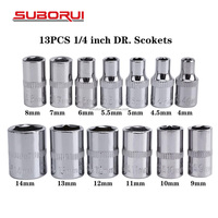 SUBORUI 46pc 1/4-In Clé à douille Outil Bit Clé à cliquet Jeu de douilles de réparation de voiture à main