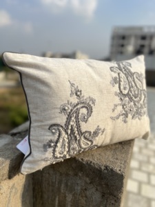 Luxury Decorative Sustainable Azo Free 45x45 Cm Beautifully Embroidered Cotton <b>Cushion</b> Covers at Best Wholesale Prices - Product Image 3