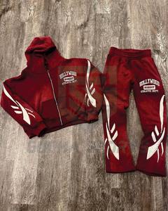 Chándal Vintage con Parche Desgastado Multicolor para Hombre, Chándal con Bordado, Ropa de Calle Acampanada y Sudadera con Capucha - Product Image 1