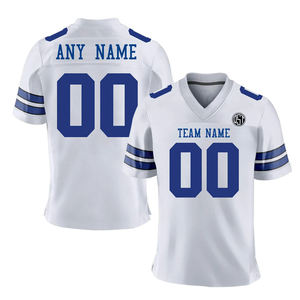 Camiseta de fútbol americano de secado rápido personalizable azul marino blanco gris transpirable manga corta personalizado impreso nombre del equipo número - Product Image 3