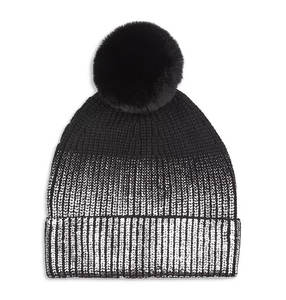 Mode en gros Bonnets Chapeaux Logo Personnalisé Couleur Unie Unisexe Tricoté Manchette Bonnet D'hiver Avec Pom Pom - Product Image 4
